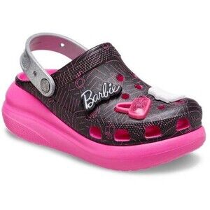 (S3)Crocs x Barbie Pink Black Crush Platform Glitter Strap Slip On Clog Womens 9
